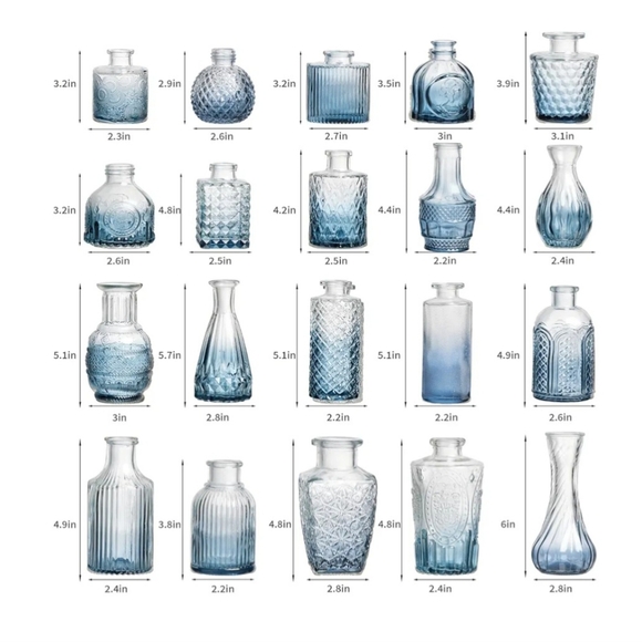 Set of Blue Glass Vases - Picture 2 of 5